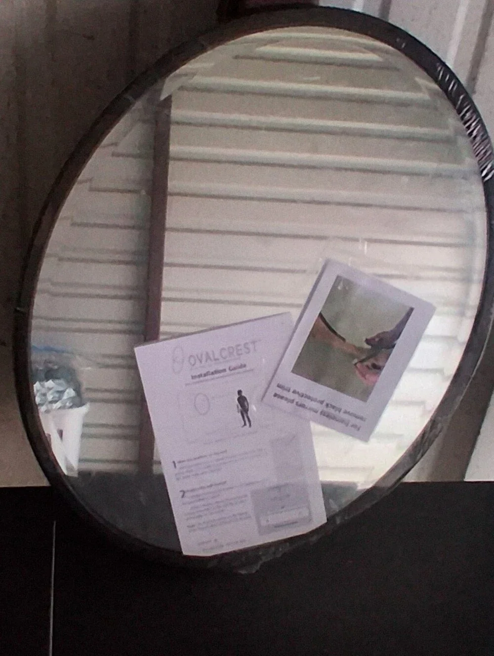 Crest Round Wall Mirror with Black Frame